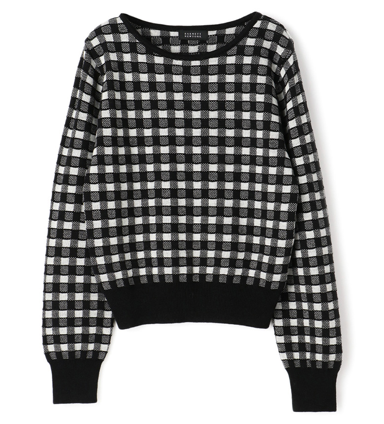 BARNEYS NEW YORK ジャカードチェック柄ニット
