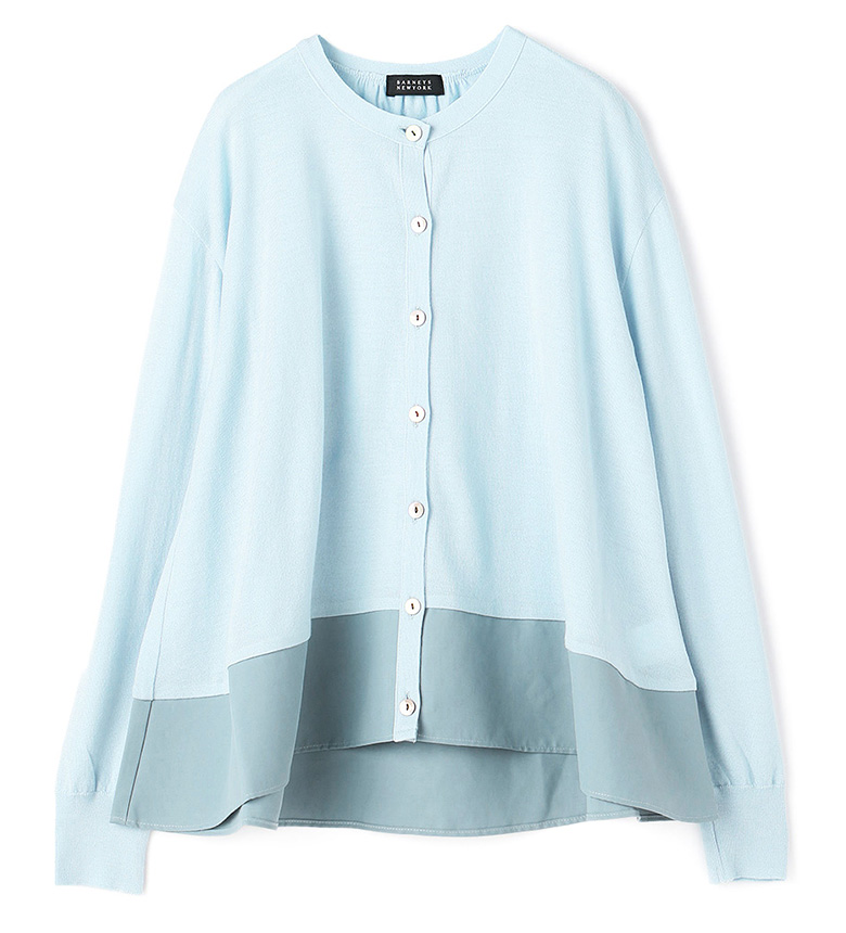 BARNEYS NEW YORK ファブリック×ニットカーディガン